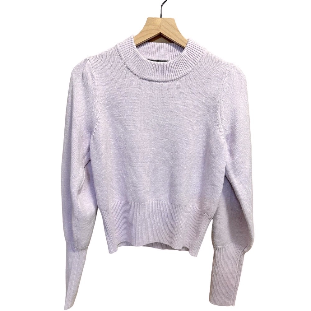 French Connection Baby Soft Crop Balloon Sleeves Sweater Lilac Purple XS